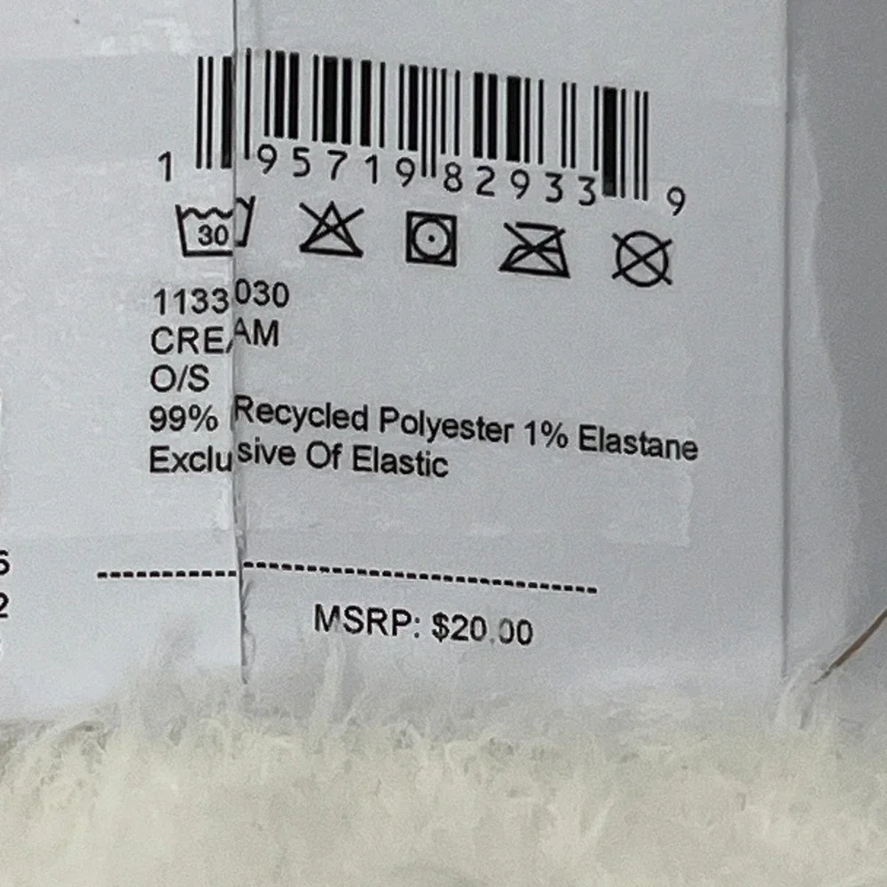 UGG Socks Womens One Size Cream Fuzzy Crew Socks 1133030 Recycled Polyester Soft
